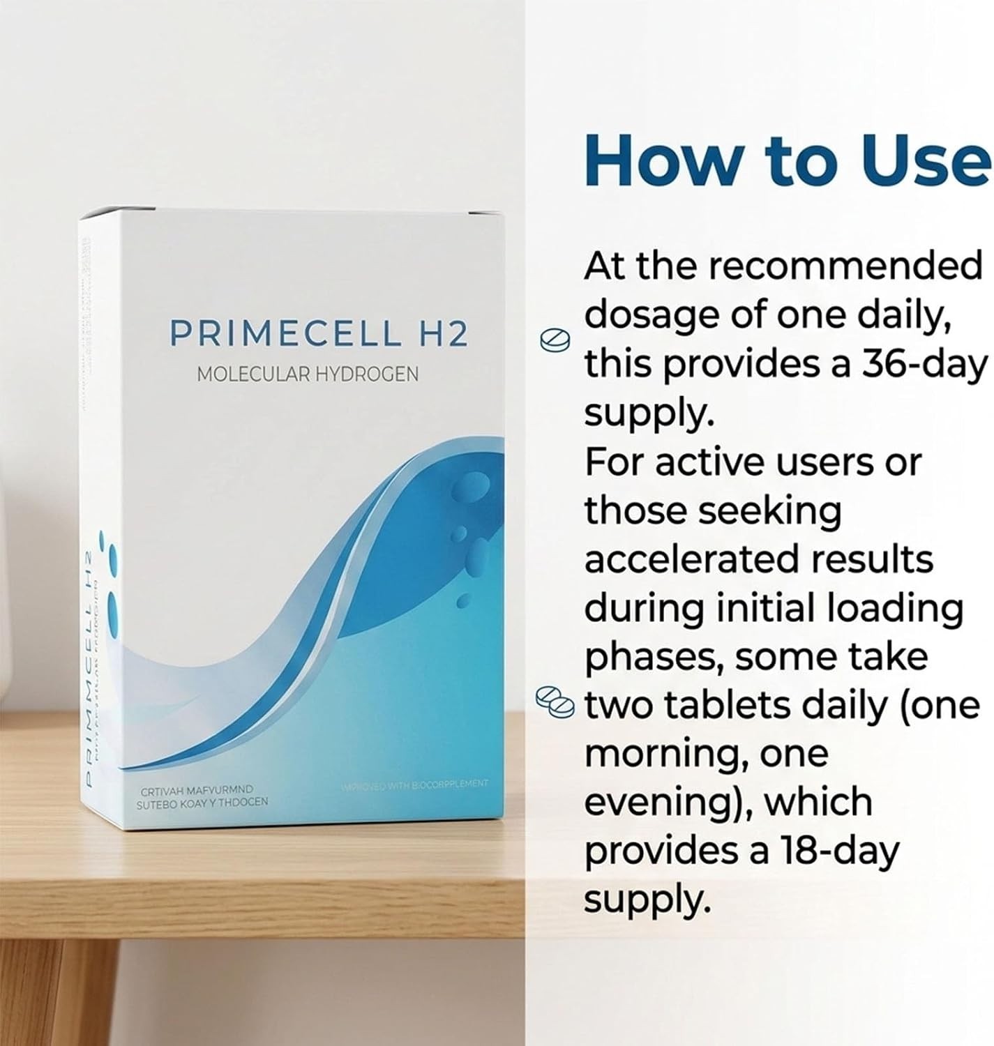 Prime Cell H2 – 36 Count Hydrating Calcium Tablets, Unflavored for Daily Use