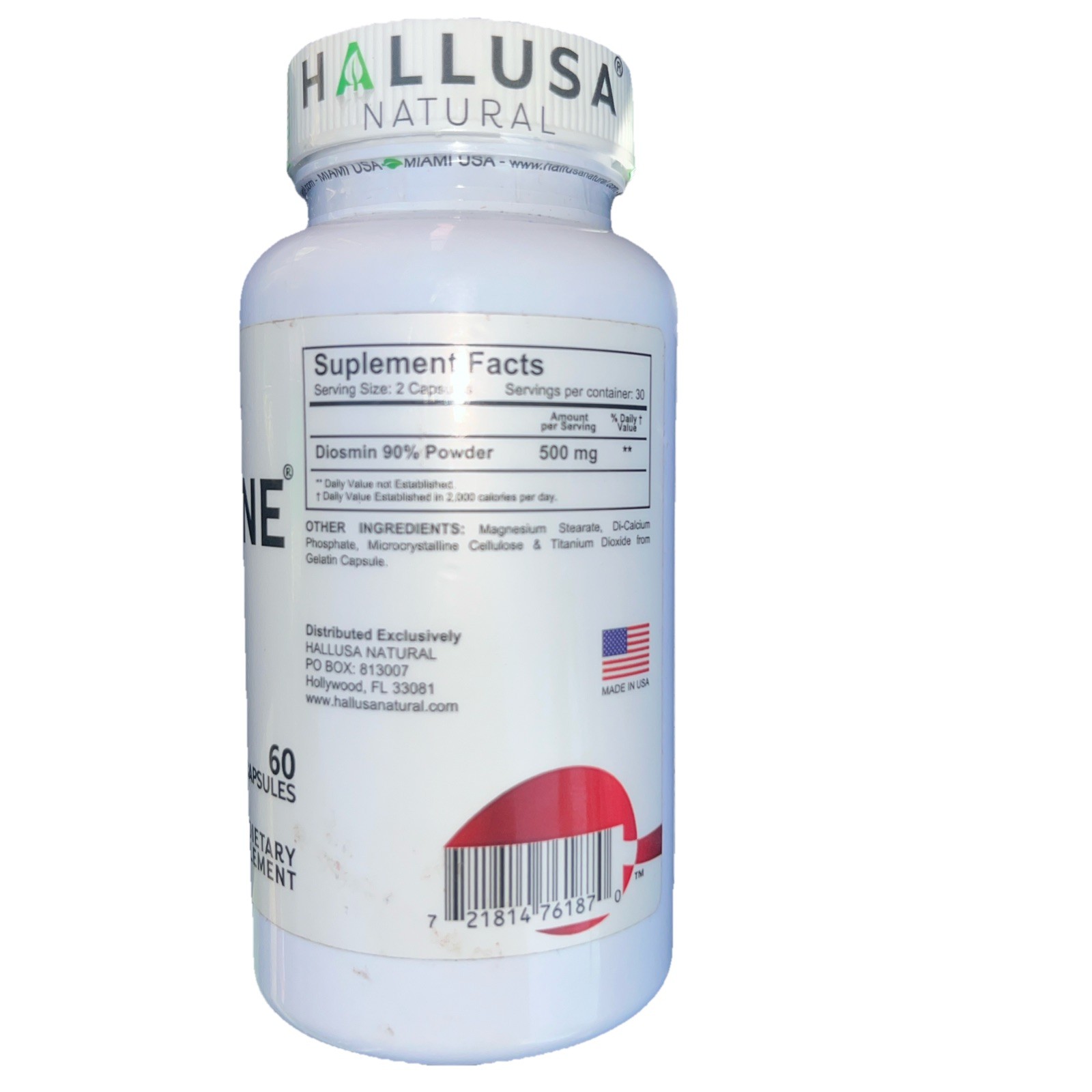 HALLOSMINE PLUS Diosmin 500mg, 60 capsules + FREE Varicose Veins Cream 4 oz