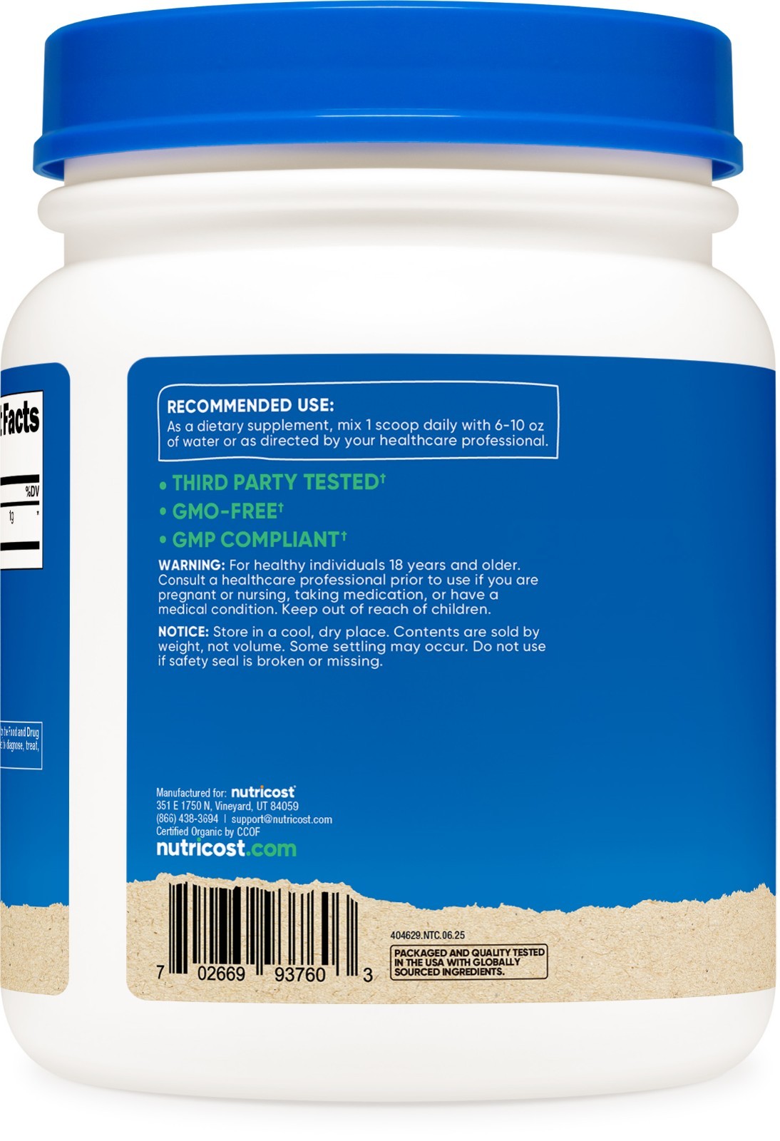 Nutricost Organic Wheatgrass Powder 1LB – Non GMO, Gluten Free, Superfood