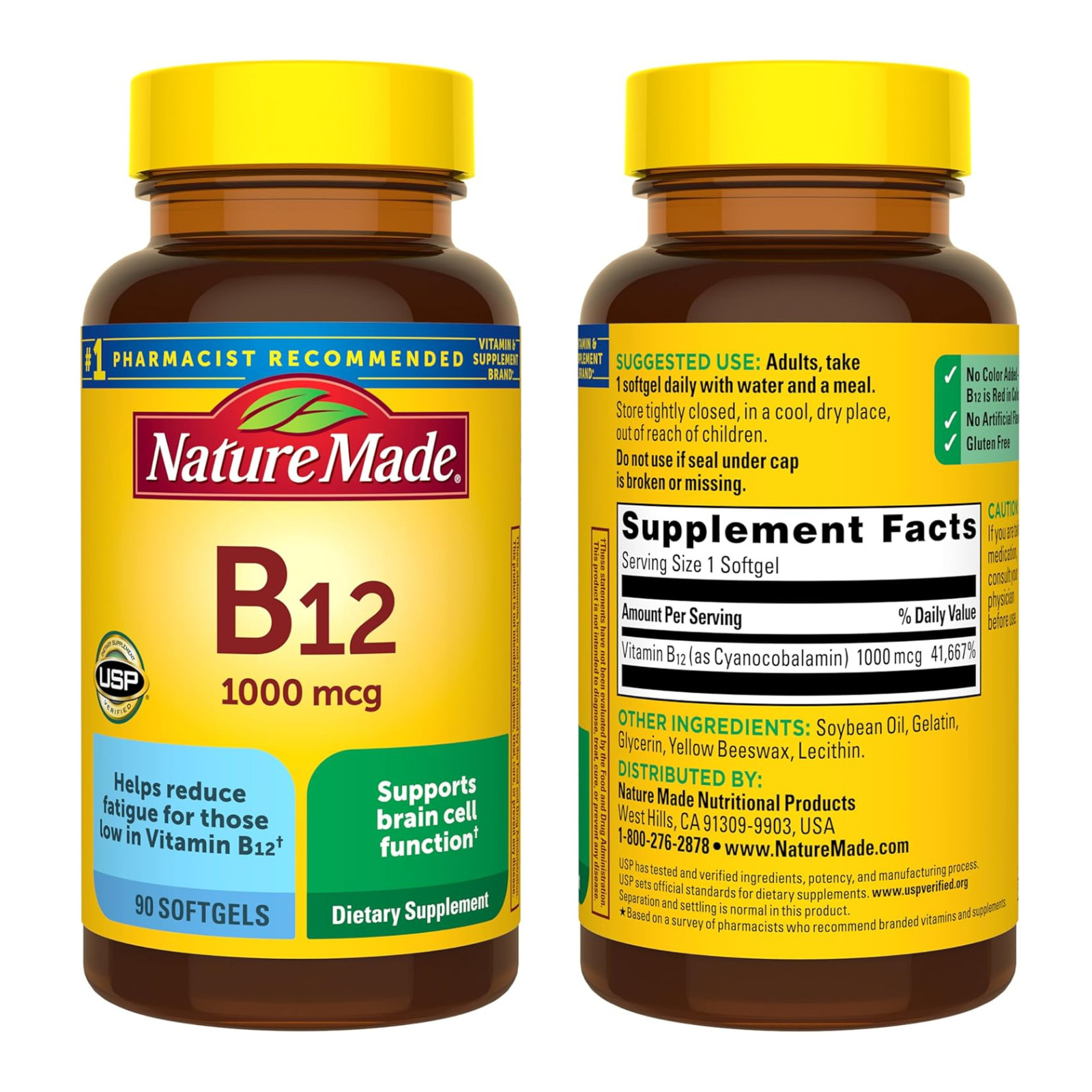 Nature Made Sublingual Vitamin B-12 Tablets Supplement 1000 mcg 90 Count