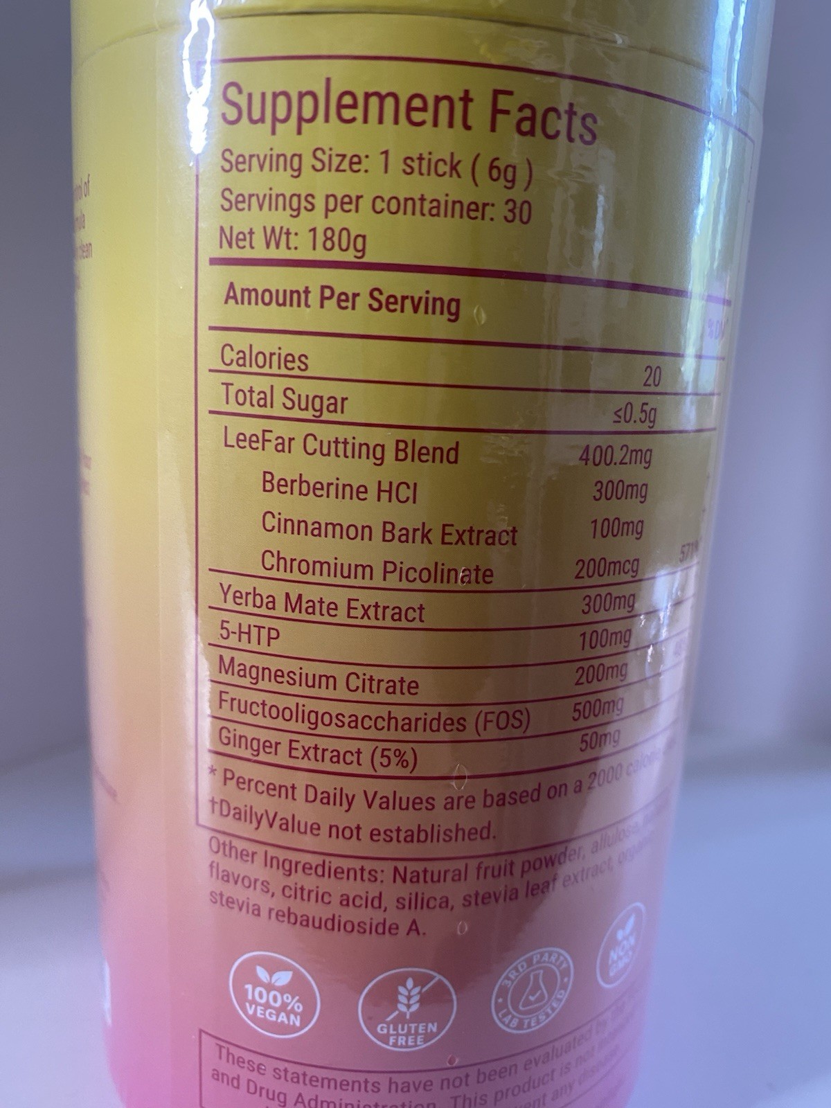 Leefar Cutting Mix – Berberine & Yerba Mate Strawberry Açaí 30 Pc Expires 3-2028