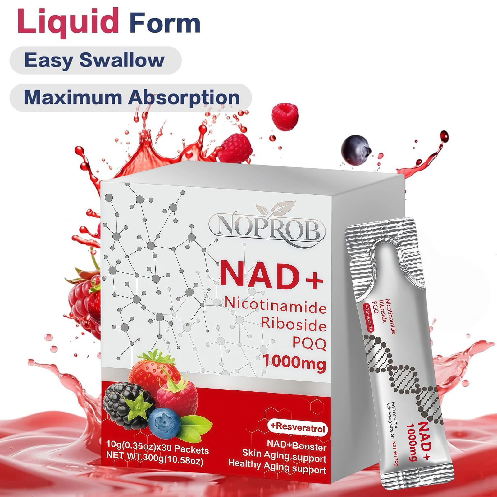 1000mg NAD+ Supplement 30pcs,Premium Nicotinamide Riboside & Resveratrol NEW