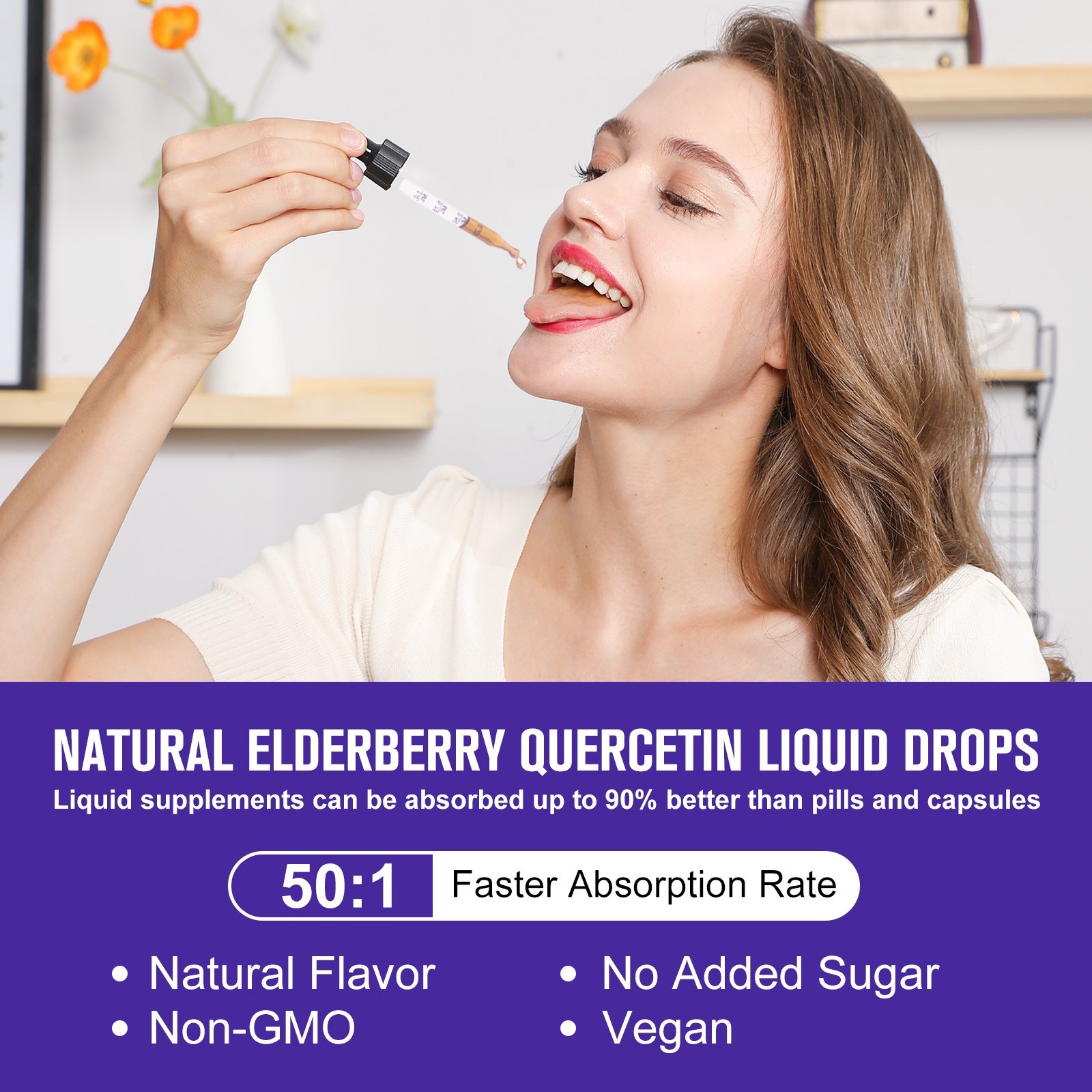 1/3X Black Elderberry Liquid Extract Drops with Vitamins C & D3 and Zinc 60ML