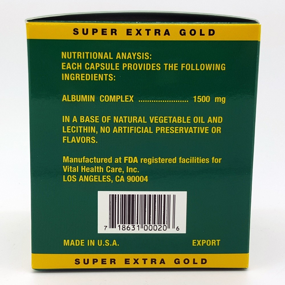 New & Improved Super Albumin Extra Strength Pure Natural 1500 mg 200 capsules