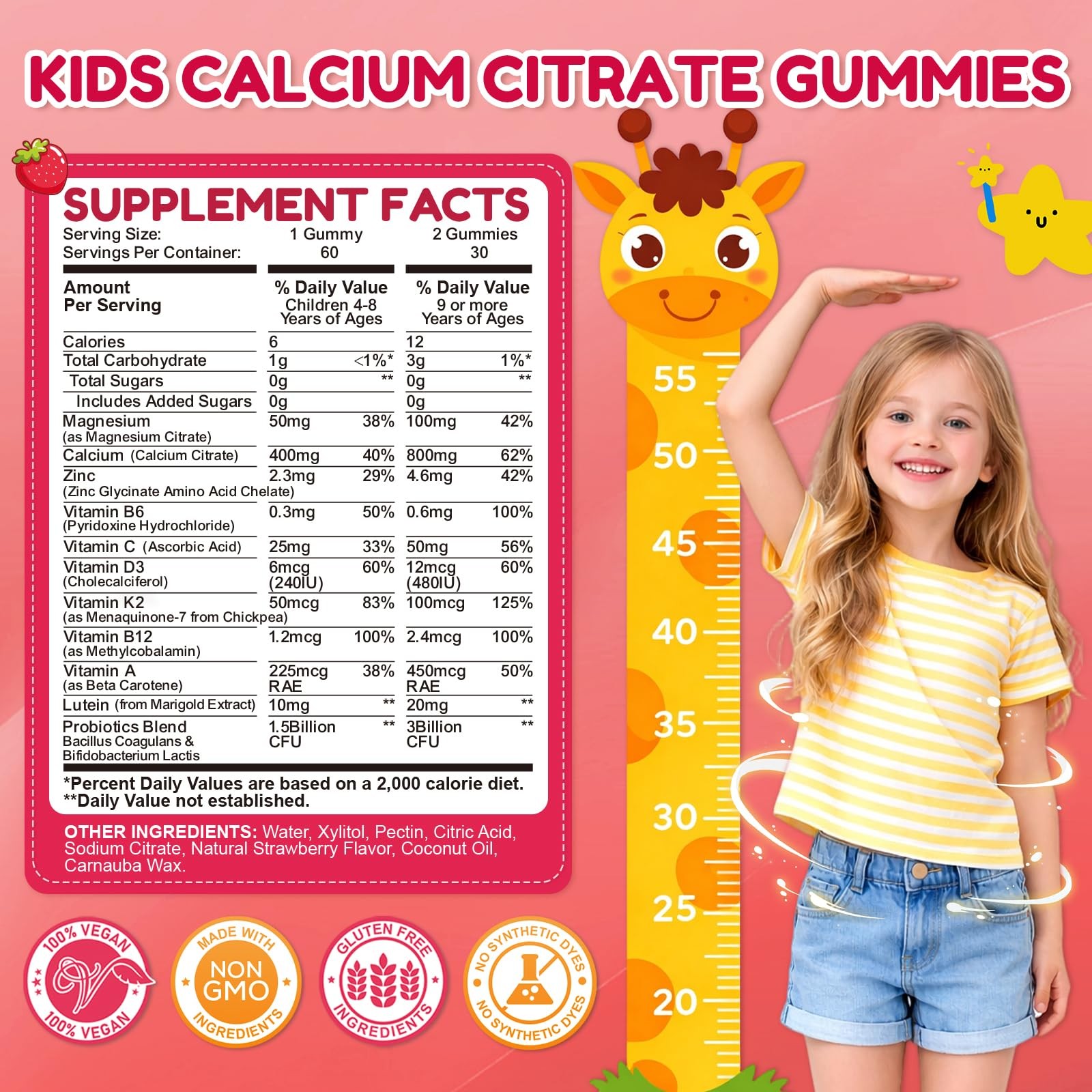 Kids Calcium Citrate Gummies – 1200mg Calcium Gummies Supplements for Women a…