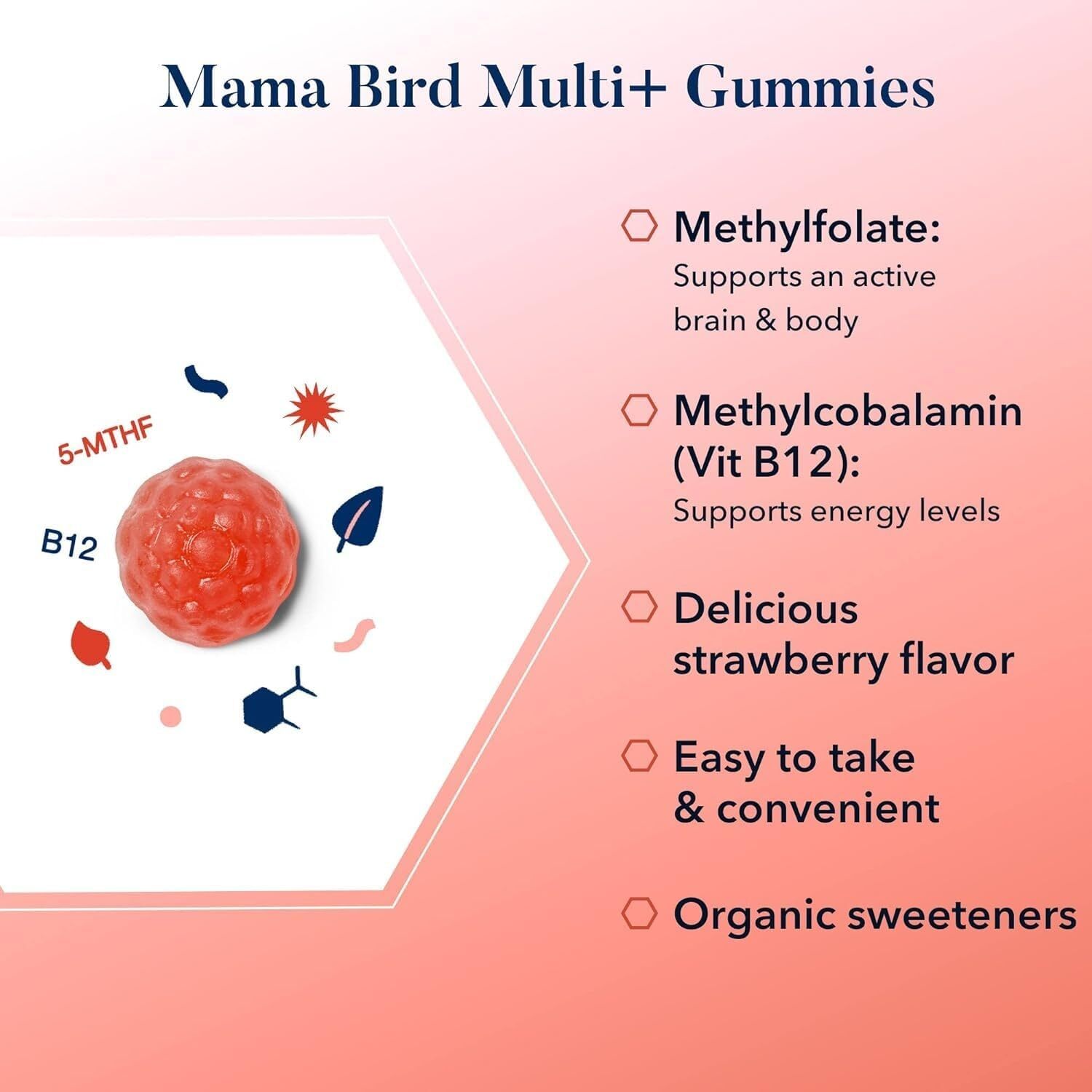 PRENATAL SUPPLEMENT with Methylfolate Strawberry 60ct BEST NEST WELLNESS