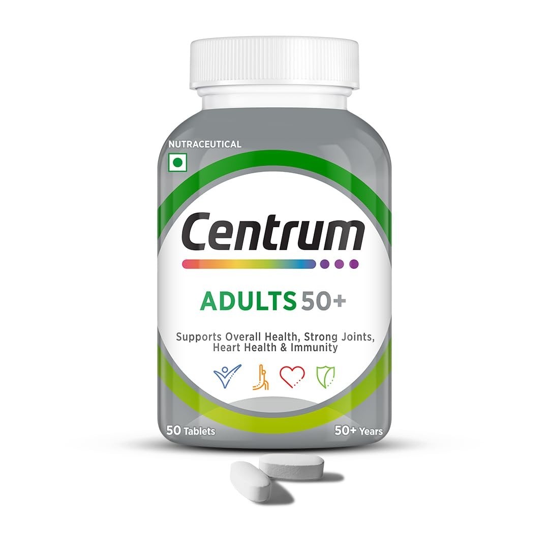 Multivitamin Adults 50+ Immunity Heart Joints Centrum 23 Nutrients 50 Tabs 2.7oz