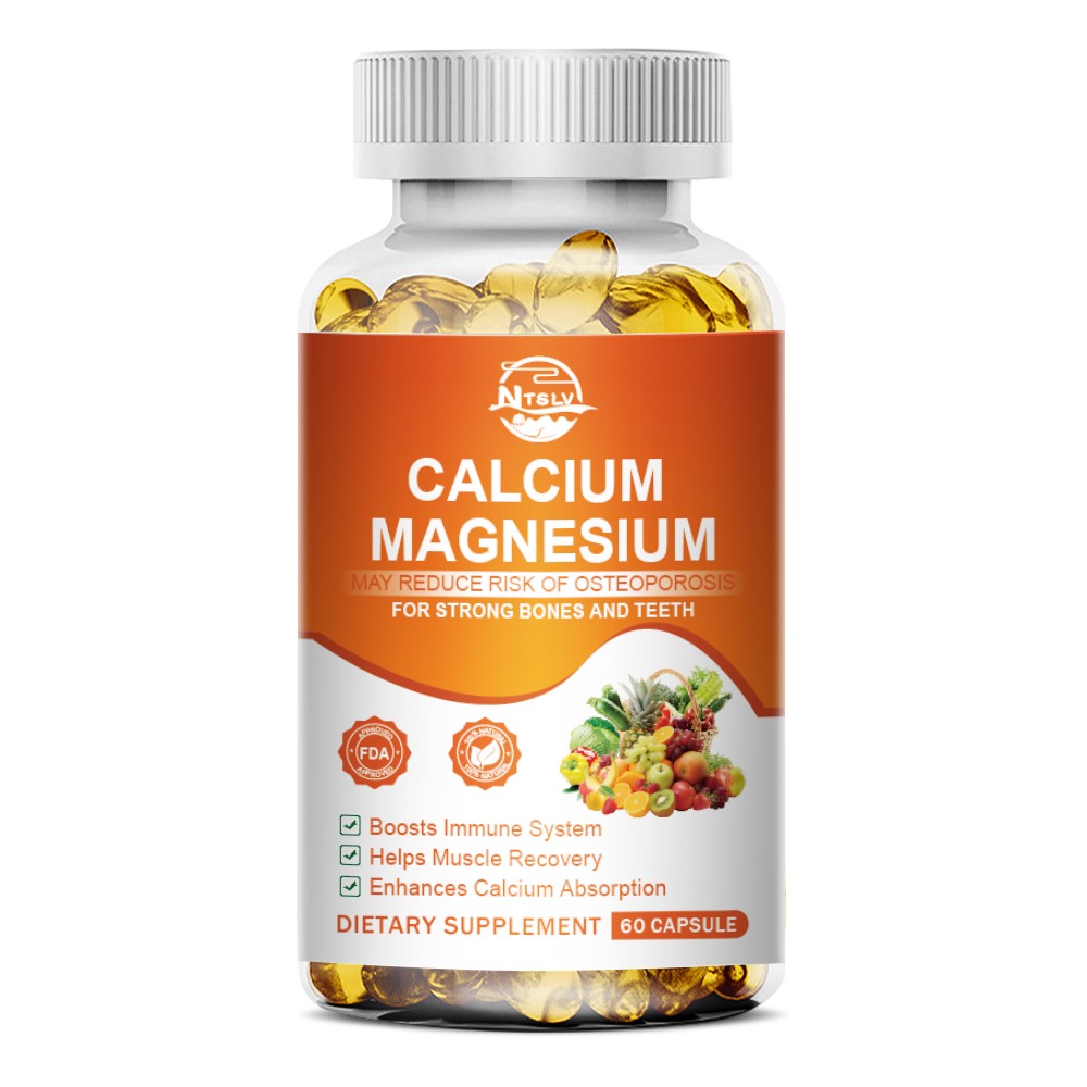 Calcium Magnesium 60 Capsules Bone Teeth Immune Support Supplement