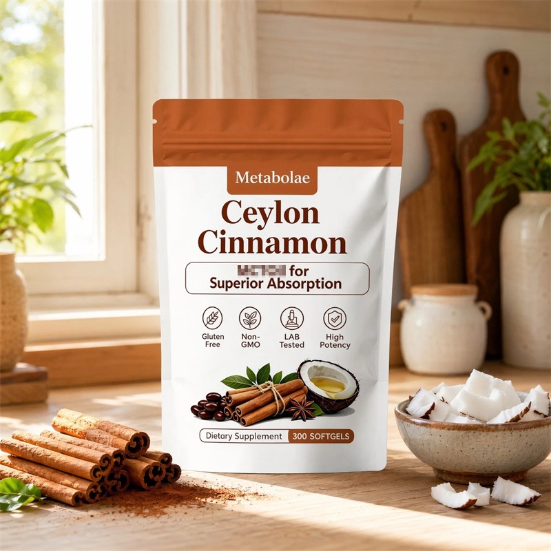 Metabolae Ceylon Cinnamon Capsules With MCT Oil, Non-GMO, Gluten Free, 300pcs