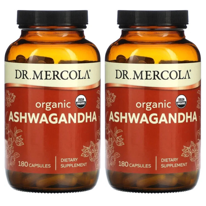 Dr. Mercola Organic Ashwagandha 180 Caps Each (Pack of 2)