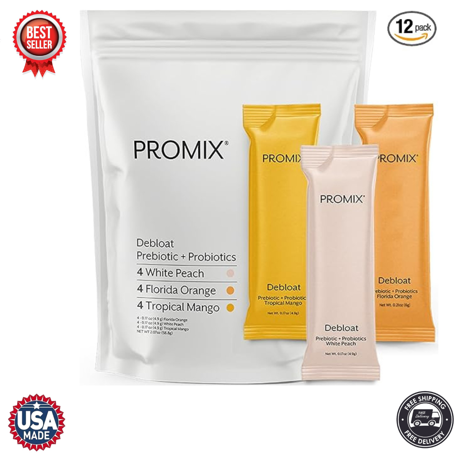 ProMix Debloat Prebiotic & Probiotic | Gut Health, Bloating Relief | 12 Servings