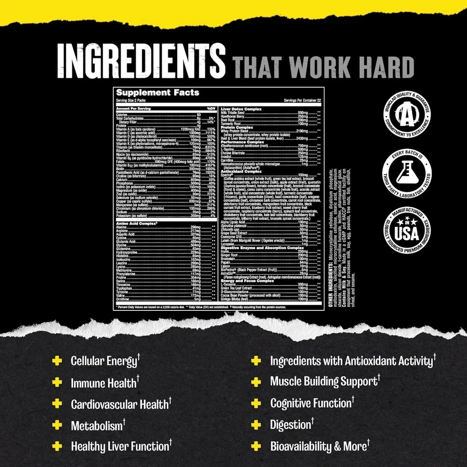 Universal Nutrition ANIMAL PAK Bodybuilding Multivitamin 44 Paks Newest Version