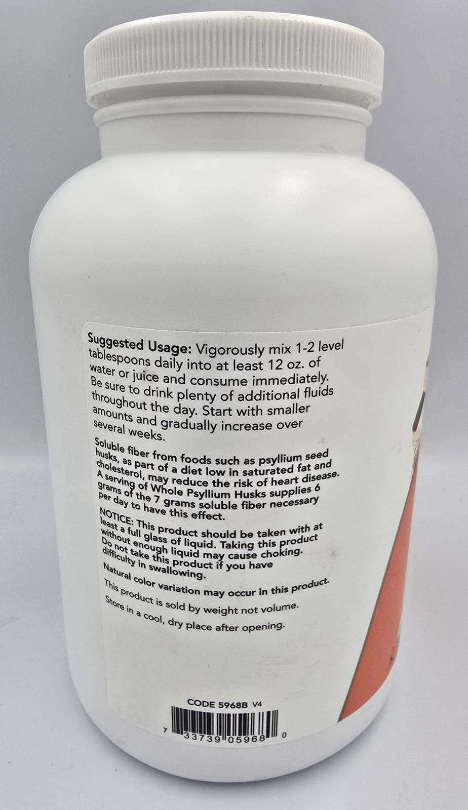NOW Whole Psyllium Husks USDA Certified Organic Soluble Fiber Non-GMO 12 oz 6/27