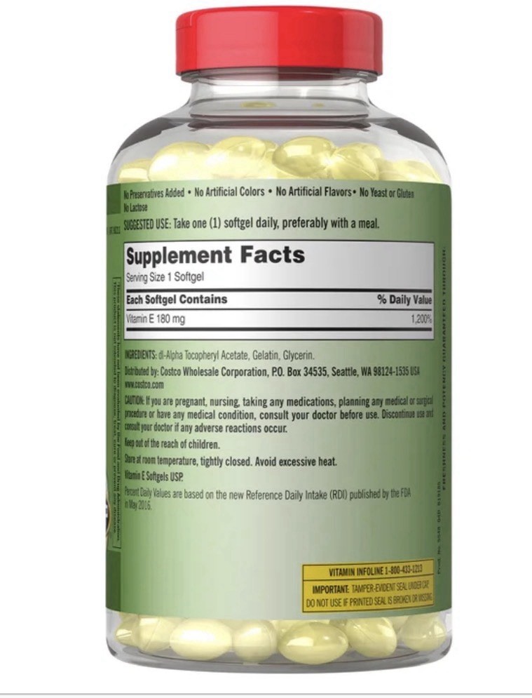 Kirkland Signature Vitamin E 180 mg., 500 Softgels ..