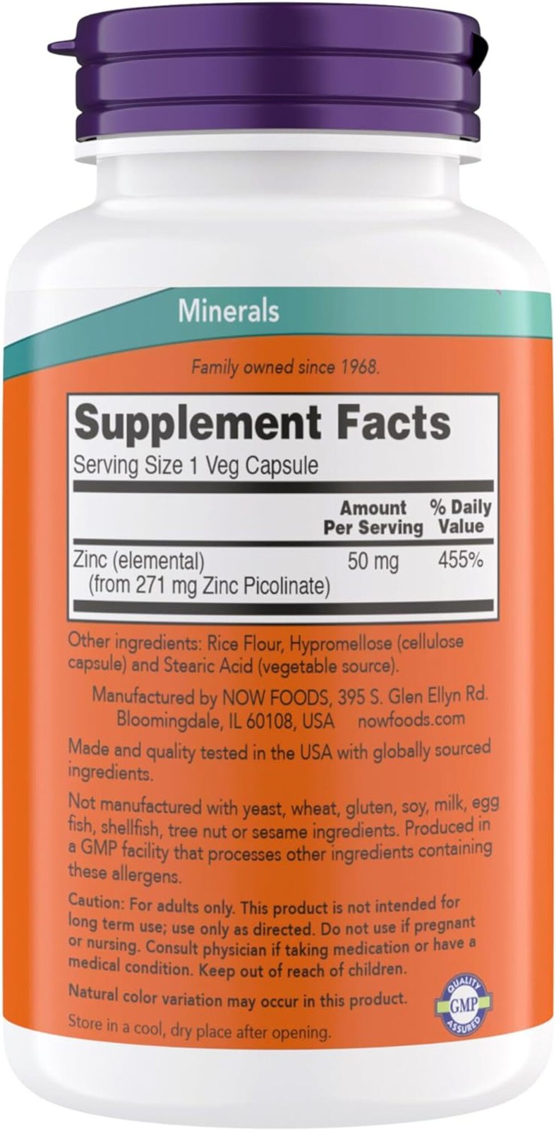 Now Zinc Picolinate 50 mg 240 vcaps