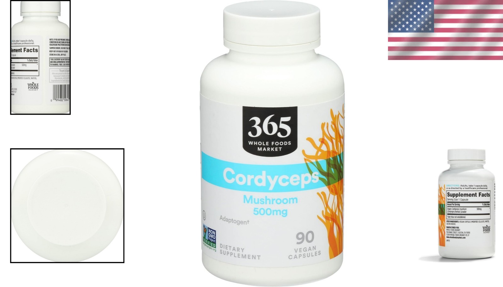 Cordyceps Mushroom Capsules 500mg, , 90 Count – Energy & Stamina Boost