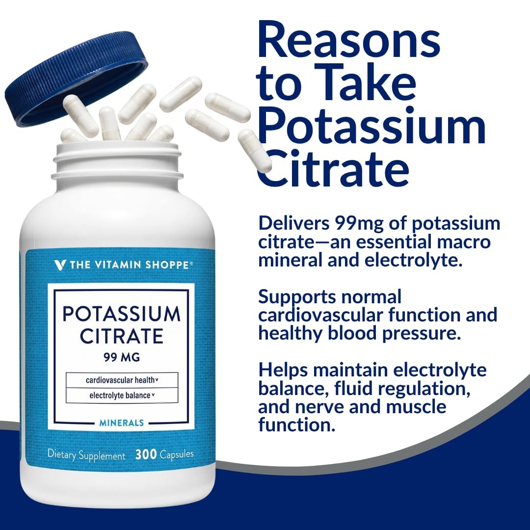 The Vitamin Shoppe Brand Potassium Citrate 300 count (Pack of 1), No Color