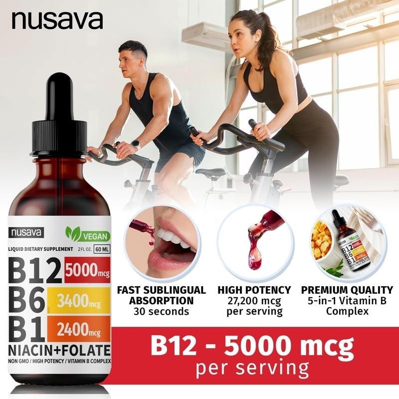 Vitamin B12 and B12 Liquid Drops B6 Sublingual Vitamin B Complex – B1