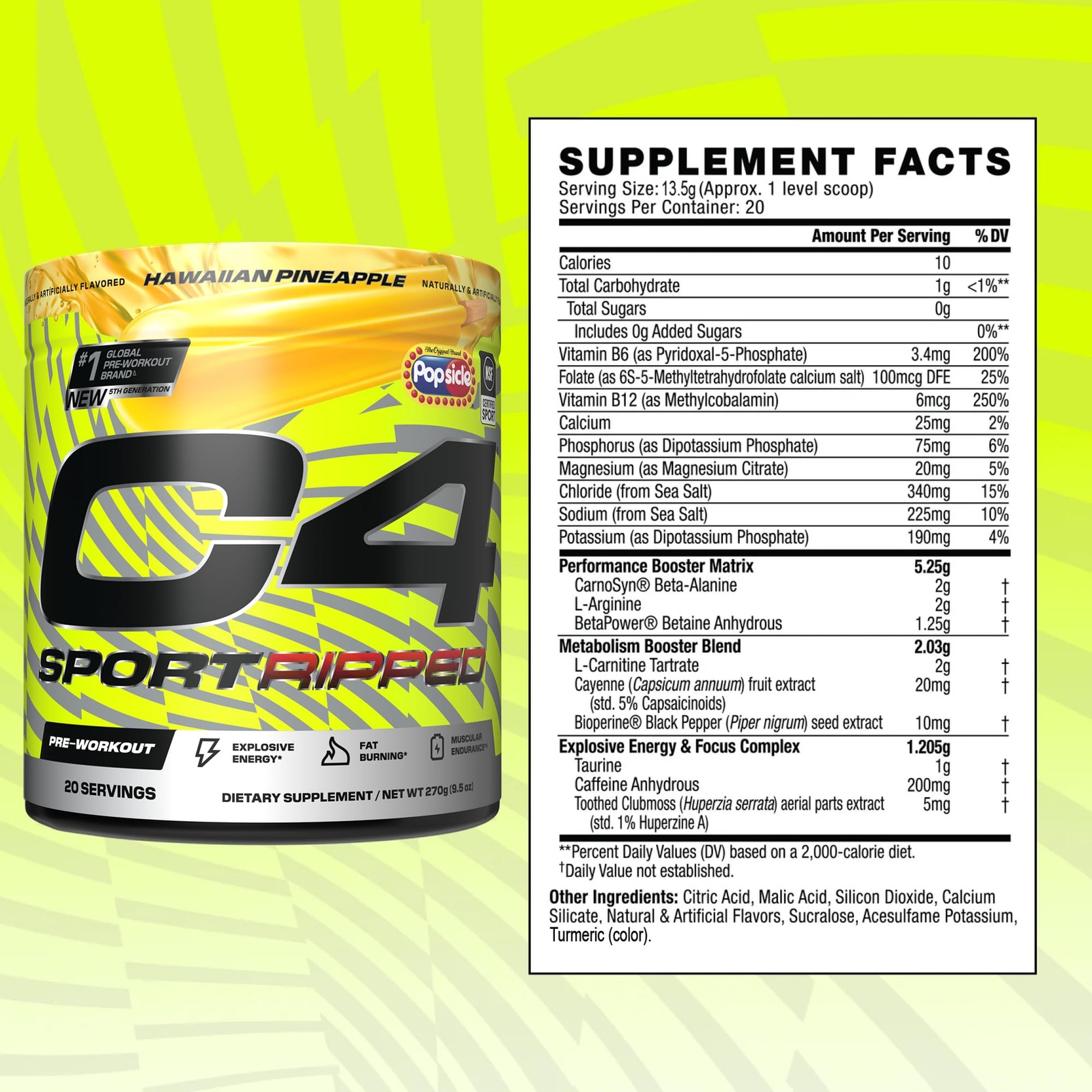 Ripped Sport Pre Workout Powder – NSF Certified for Sport – 200mg Caffeine + …