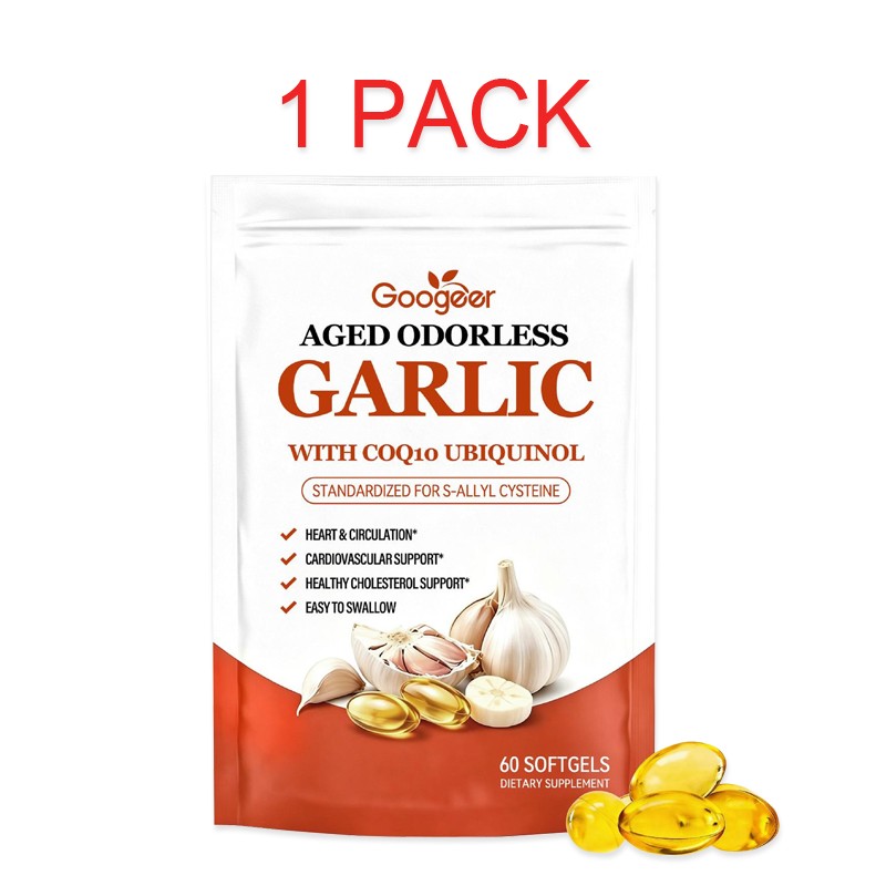 5x Odorless Age-Resilient Aged Garlic 600 mg Softgels (60 Count) with CoQ1* USA