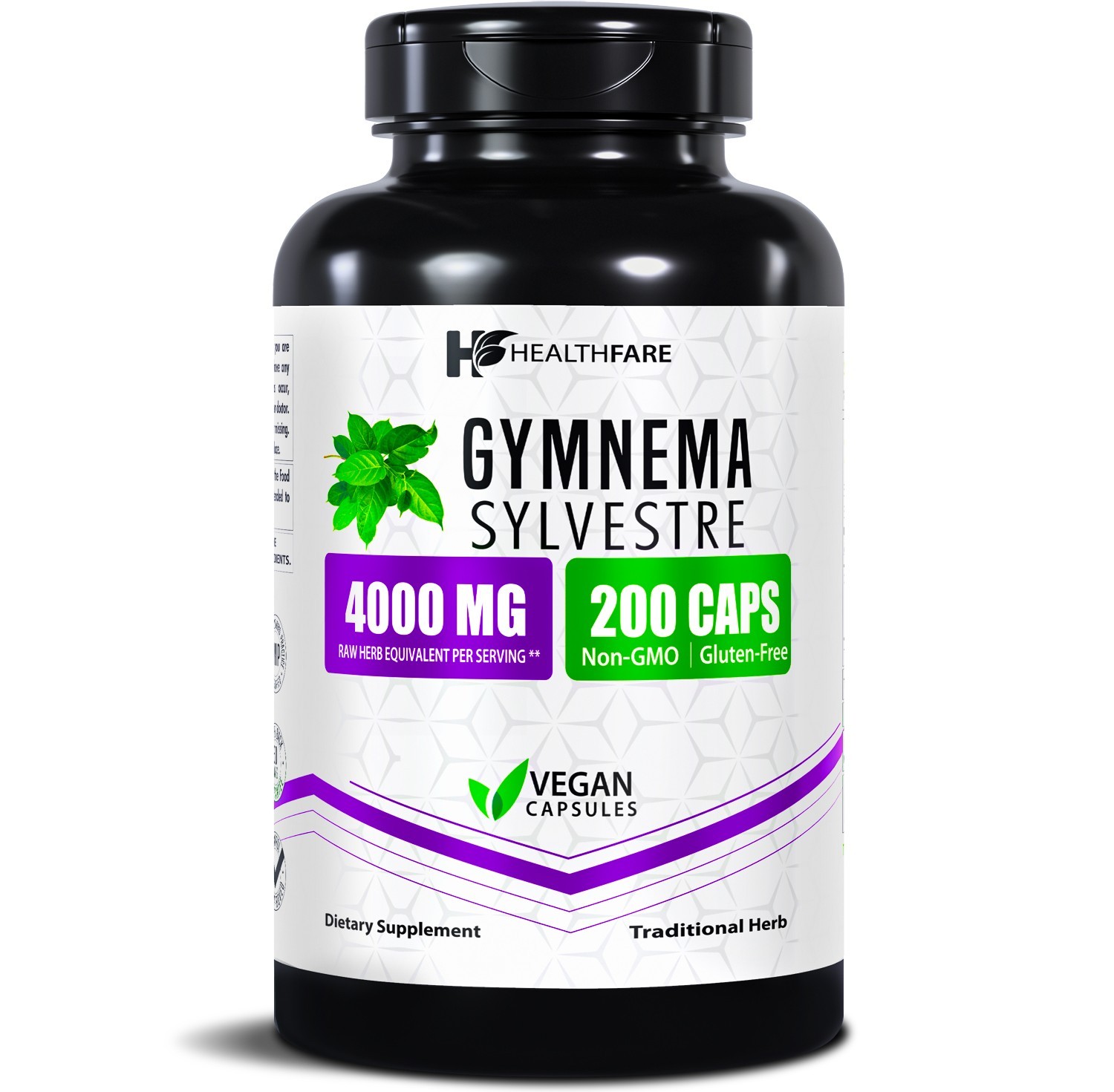 Healthfare Gymnema Sylvestre Capsules 4000mg | 200 Vegan Capsules | Herbal