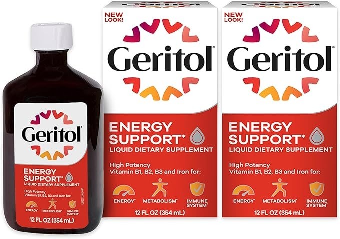 Geritol Liquid Energy Support 12 Fl Oz Pack of 2 High Potency B Vitamins Iron