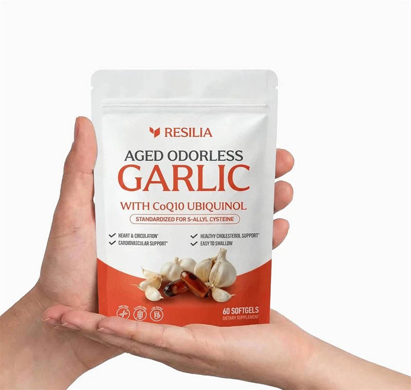 Resilia Garlic Extract 600mg Softgels (60 Count) Odorless Aged Garlic Extra