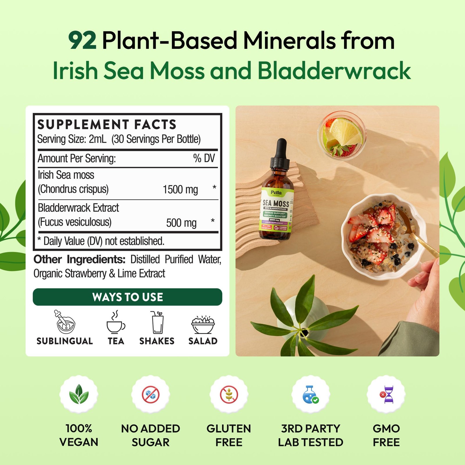 Pella Nutrition Sea Moss Drops with Bladderwrack – 4X 2 Fl Oz (Pack of 1)
