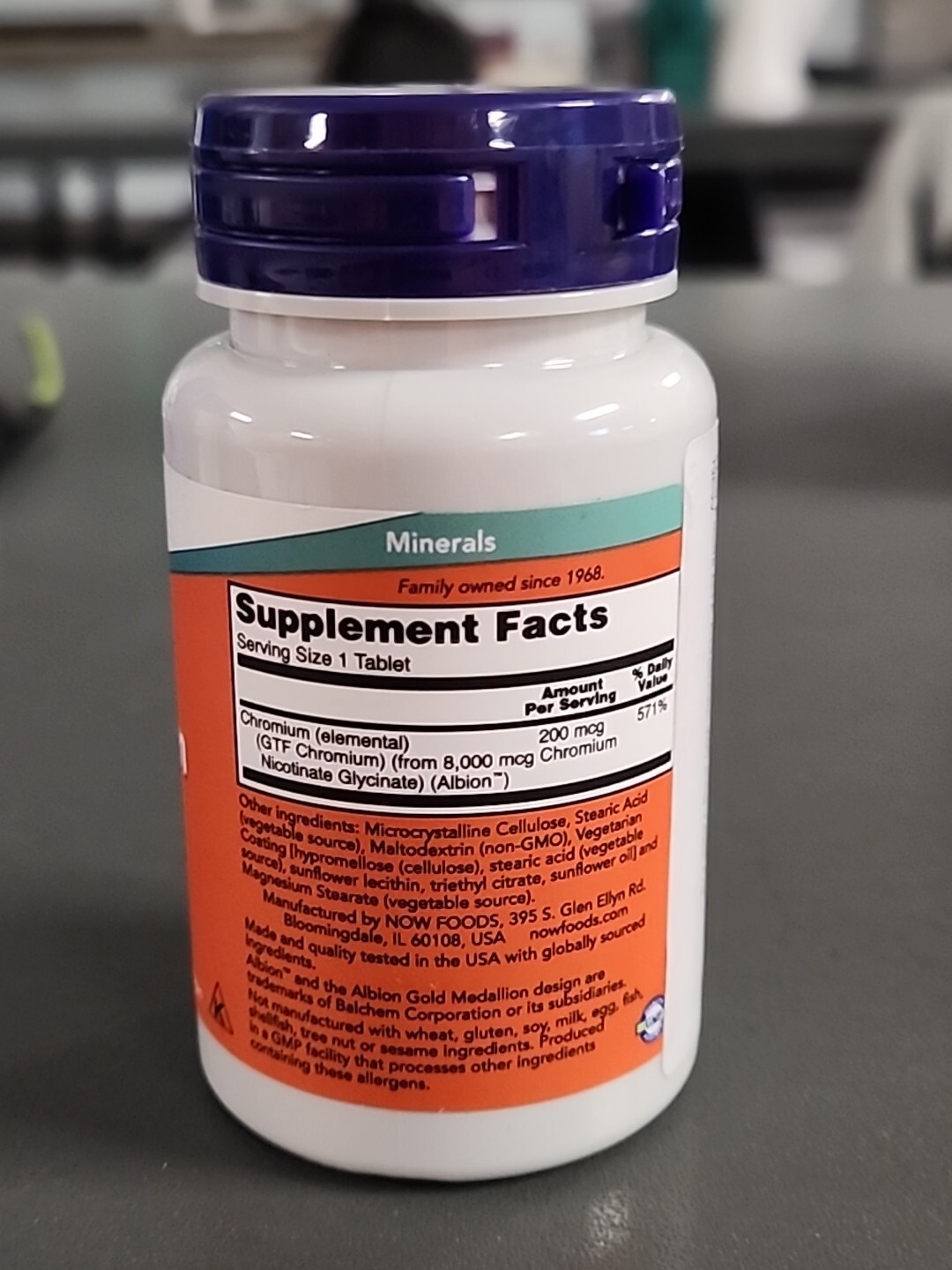 NOW FOODS GTF Chromium 200 mcg Yeast Free – 100 Tablets Exp. 06/2028