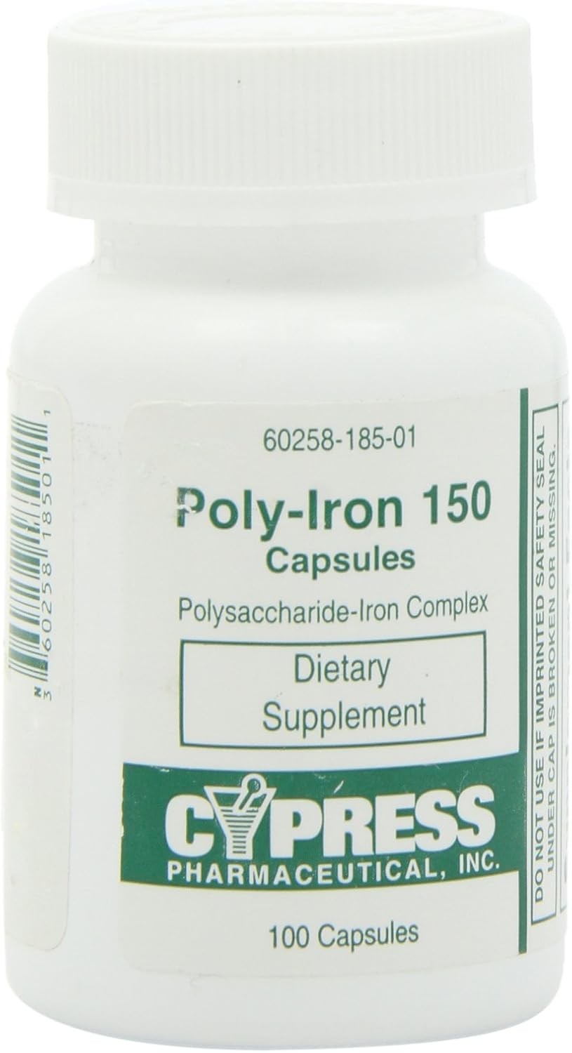 Cypress Poly-Iron Complex 150 mg Capsules Dietary Supplement 100 Ct Pack of 6