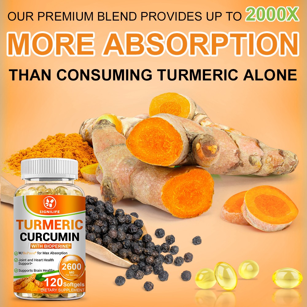 Turmeric Curcumin 2600mg w/ BioPerine Black Pepper Triple Strength Capsules