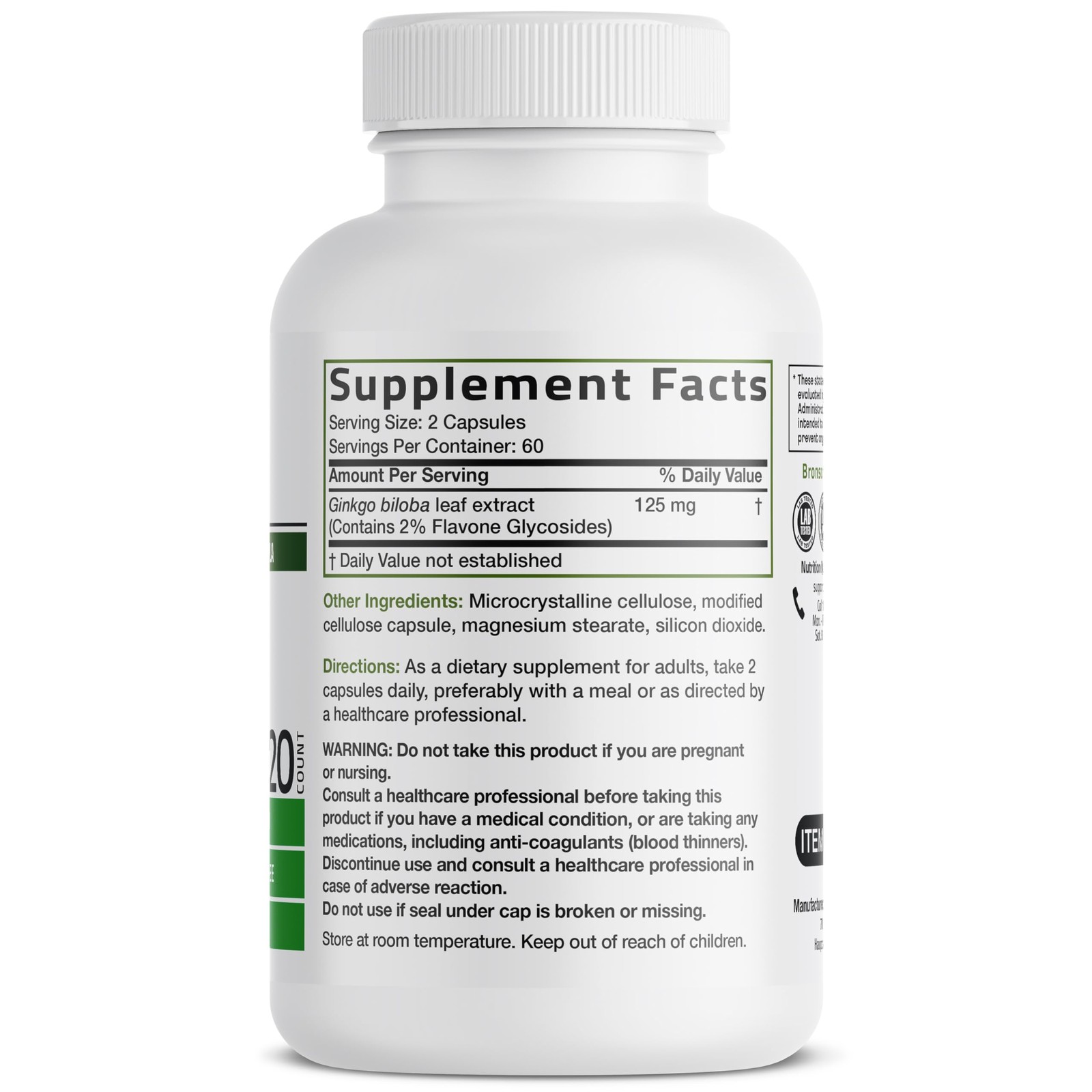 Ginkgo Biloba Extra Strength Brain & Memory Support 120 Capsules