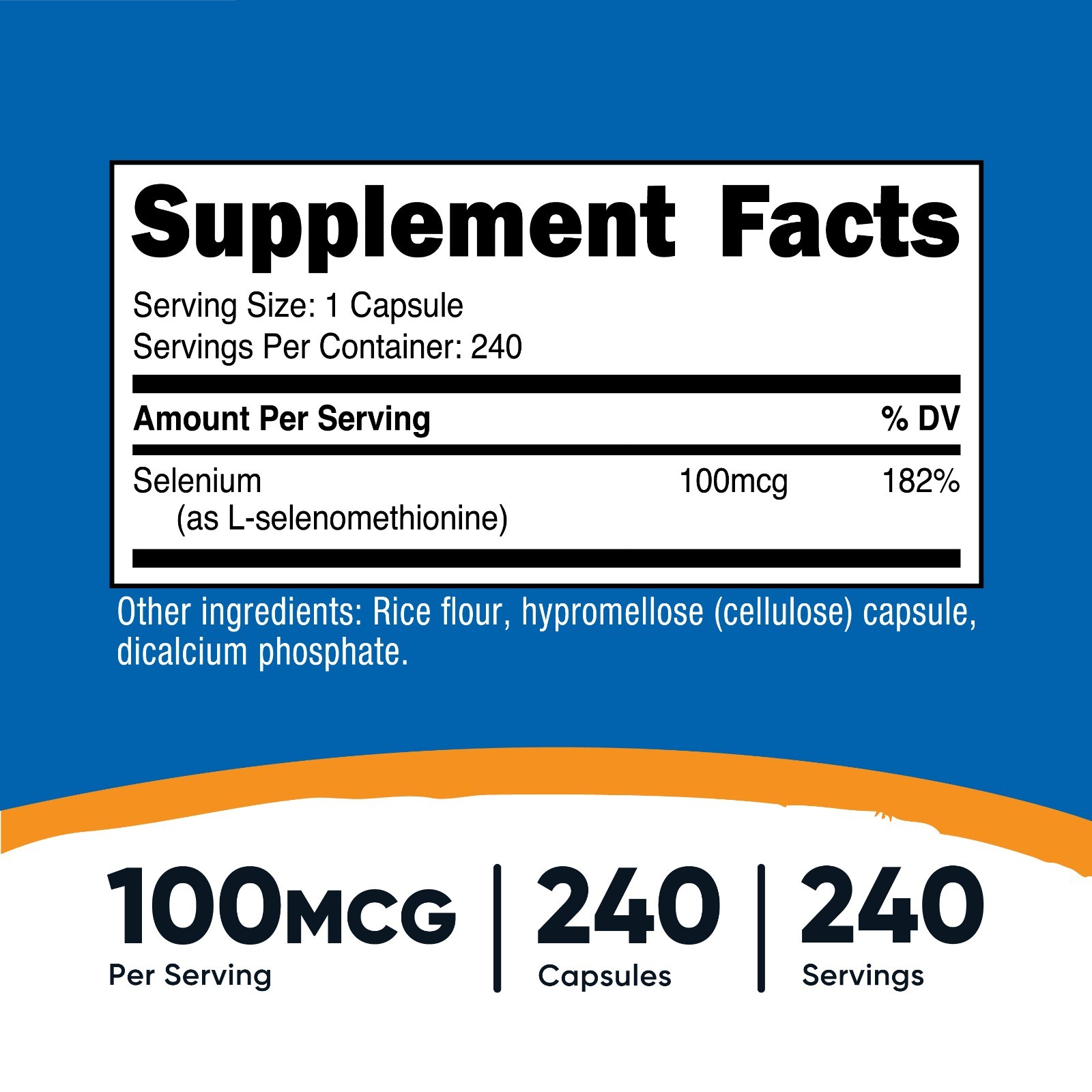 Nutricost Selenium 100mcg, 240 Vegetarian Capsules