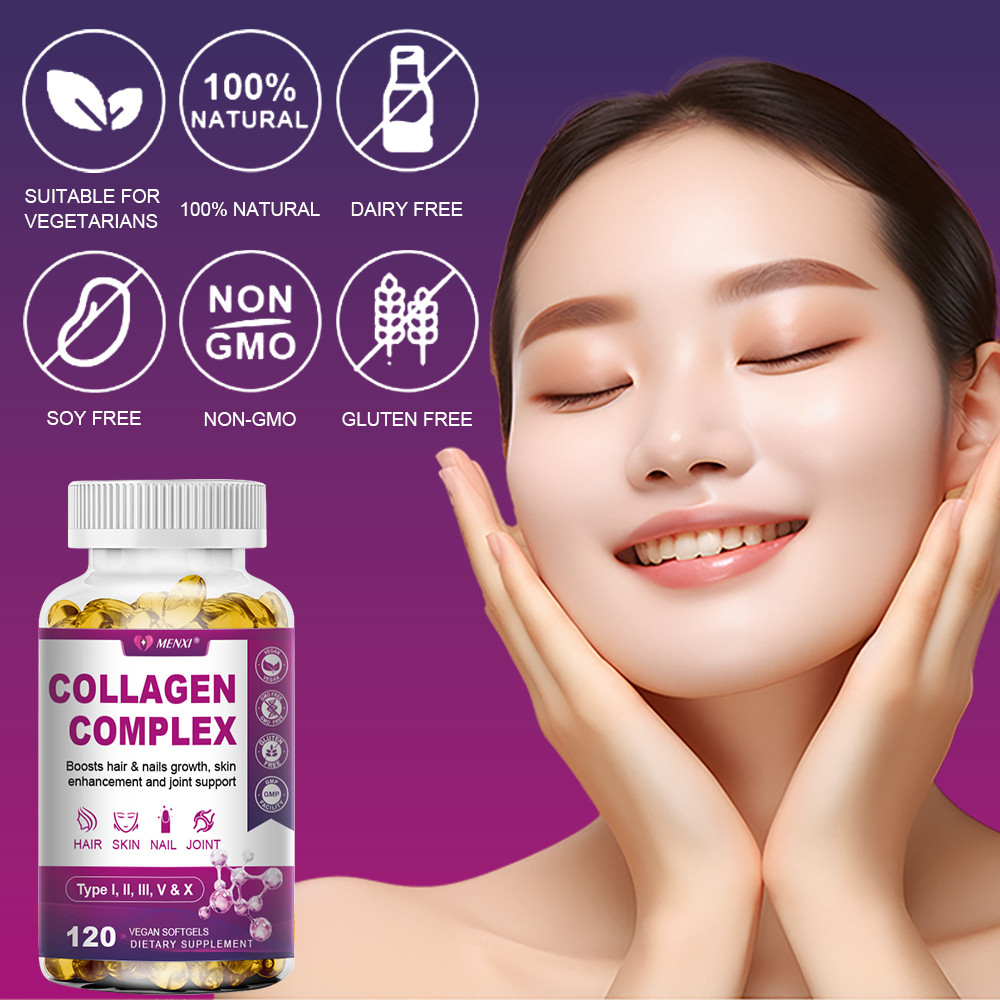 Collagen Peptides Pills 2000mg Hydrolyzed Anti Aging Capsules Types I,II,III,V,X