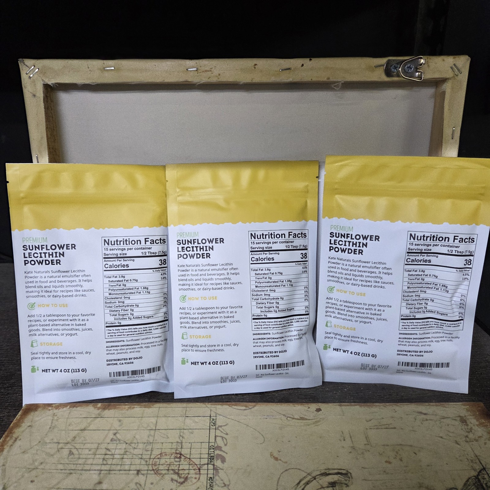 LOT – 3 BAGS Kate Naturals Sunflower Lecithin Powder – Bread Gummies Cooking 4oz