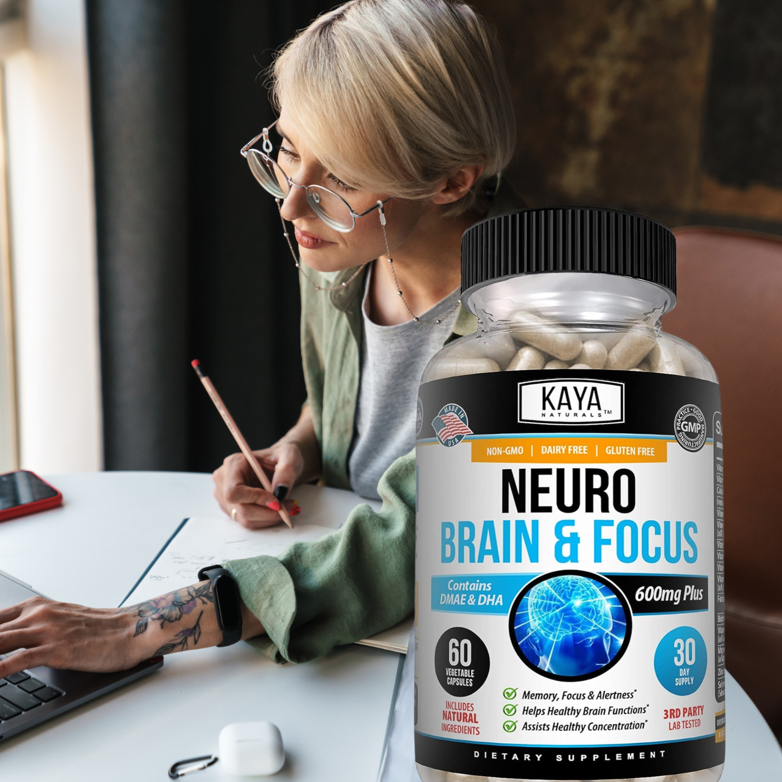 Neuro Brain & Focus 60ct, Healthy Memory Function, Clarity Nootropic Supplement