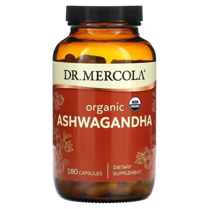 Dr. Mercola Organic Ashwagandha 180 Caps Each (Pack of 2)