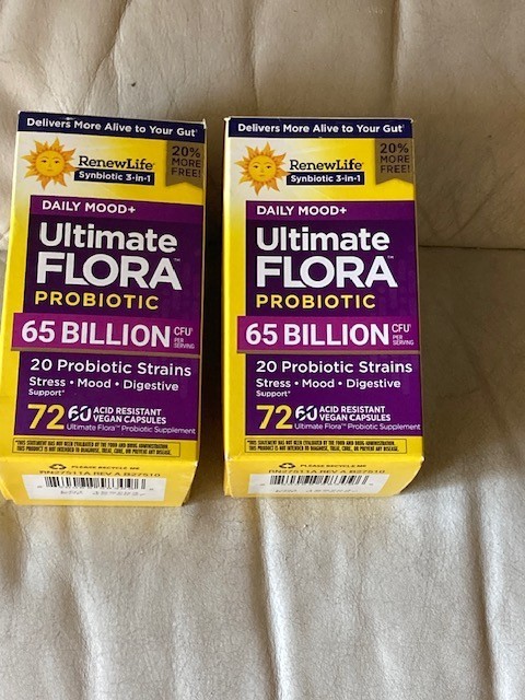 2 NEW Renew Life Ultimate Flora Daily Mood+ Probiotic 65 Billion 72 capsules x 2