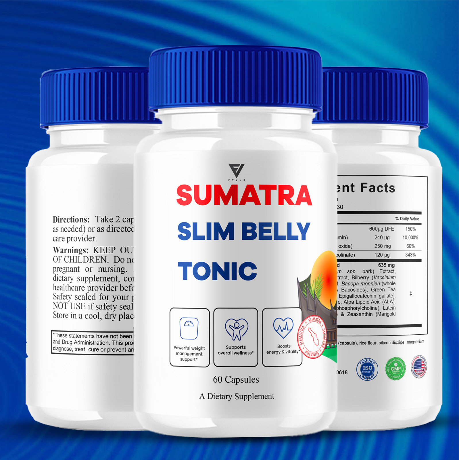 (3 Pack) Sumatra Slim Belly Tonic Capsules, Sumatra Advanced (180 Capsules)