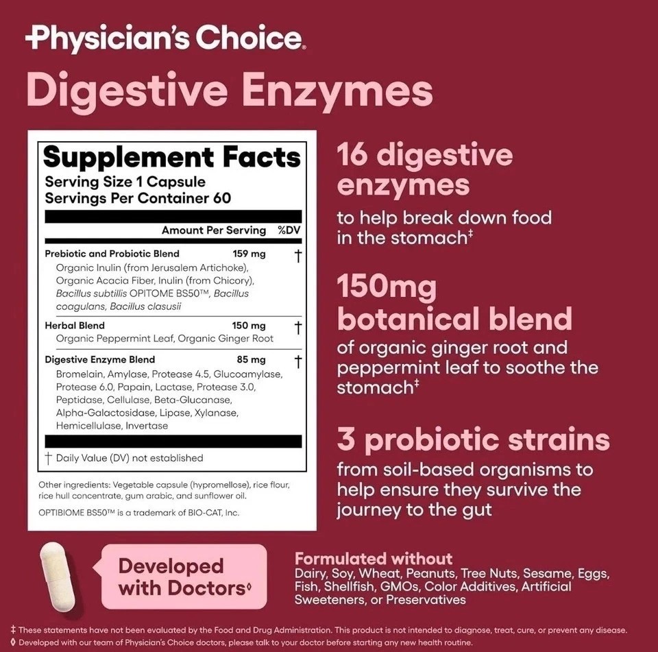 Physician’s Choice 60 Billion Probiotic & Digestive Enzymes Bundle USA SELLER-+