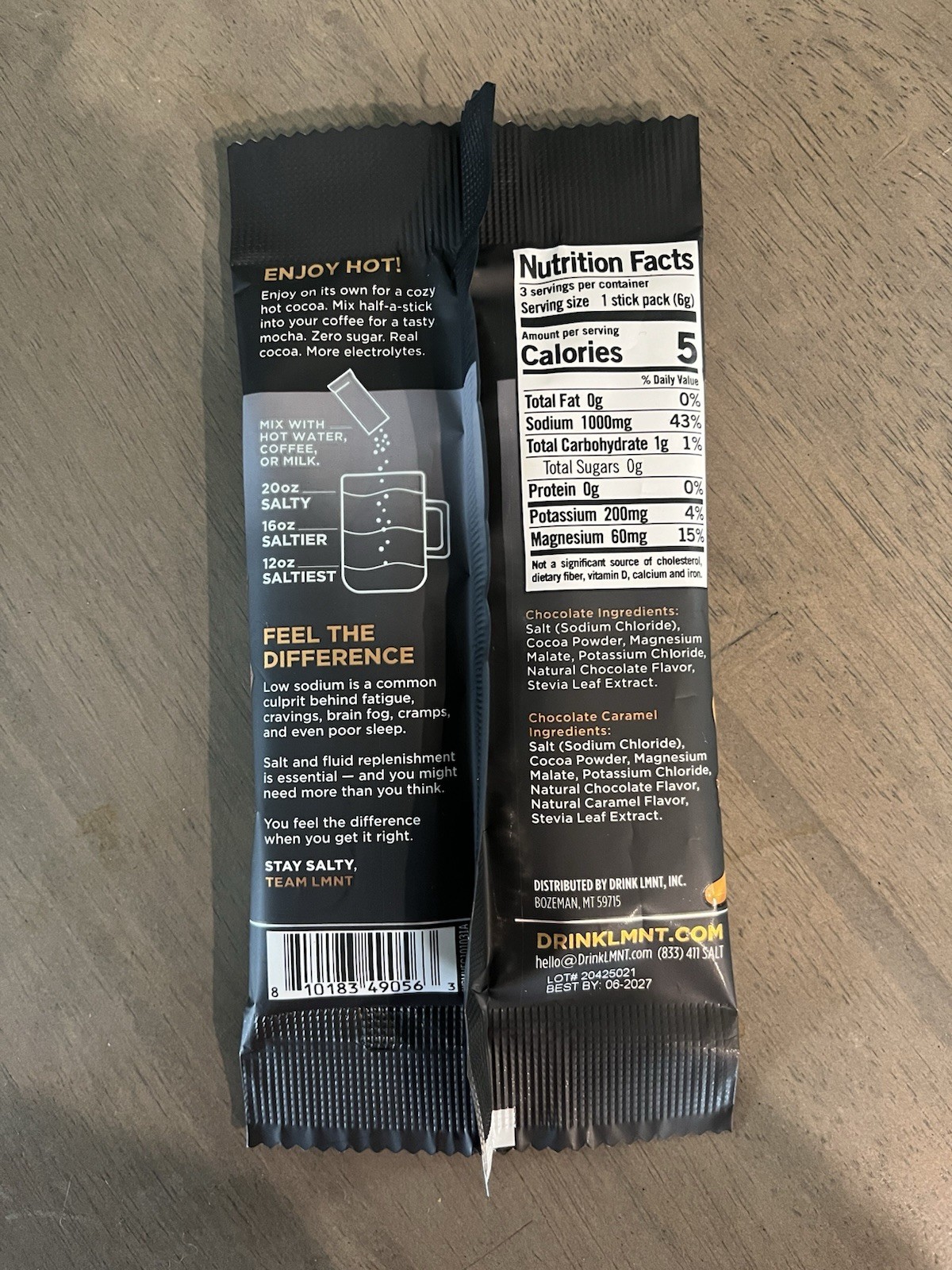 4 Packs of 3 – LMNT Zero Sugar Hot Chocolate Electrolyte Drinks EXP 6/27