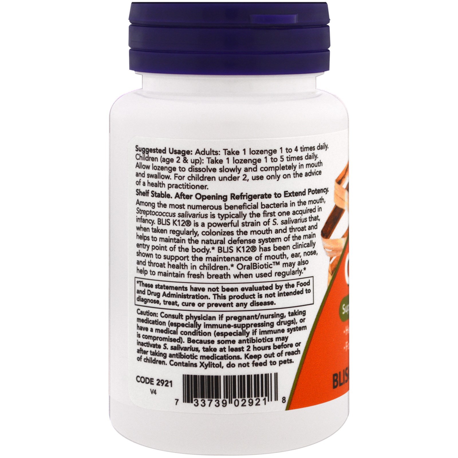 Now Foods OralBiotic 60 Lozenges Gluten-Free, GMP Quality Assured