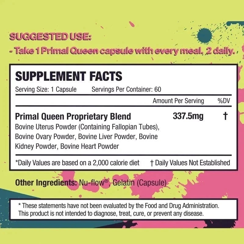3PCS Primal Queen Supplement for Women 60 CountsBeef Organ Free Shipping !