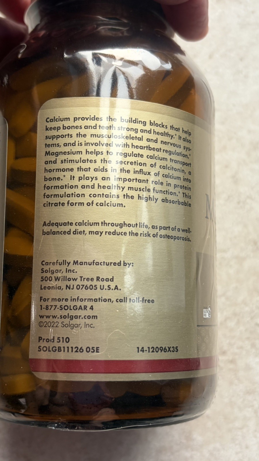 Calcium Magnesium Citrate 250 Tablets by Solgar Exp 06/2028