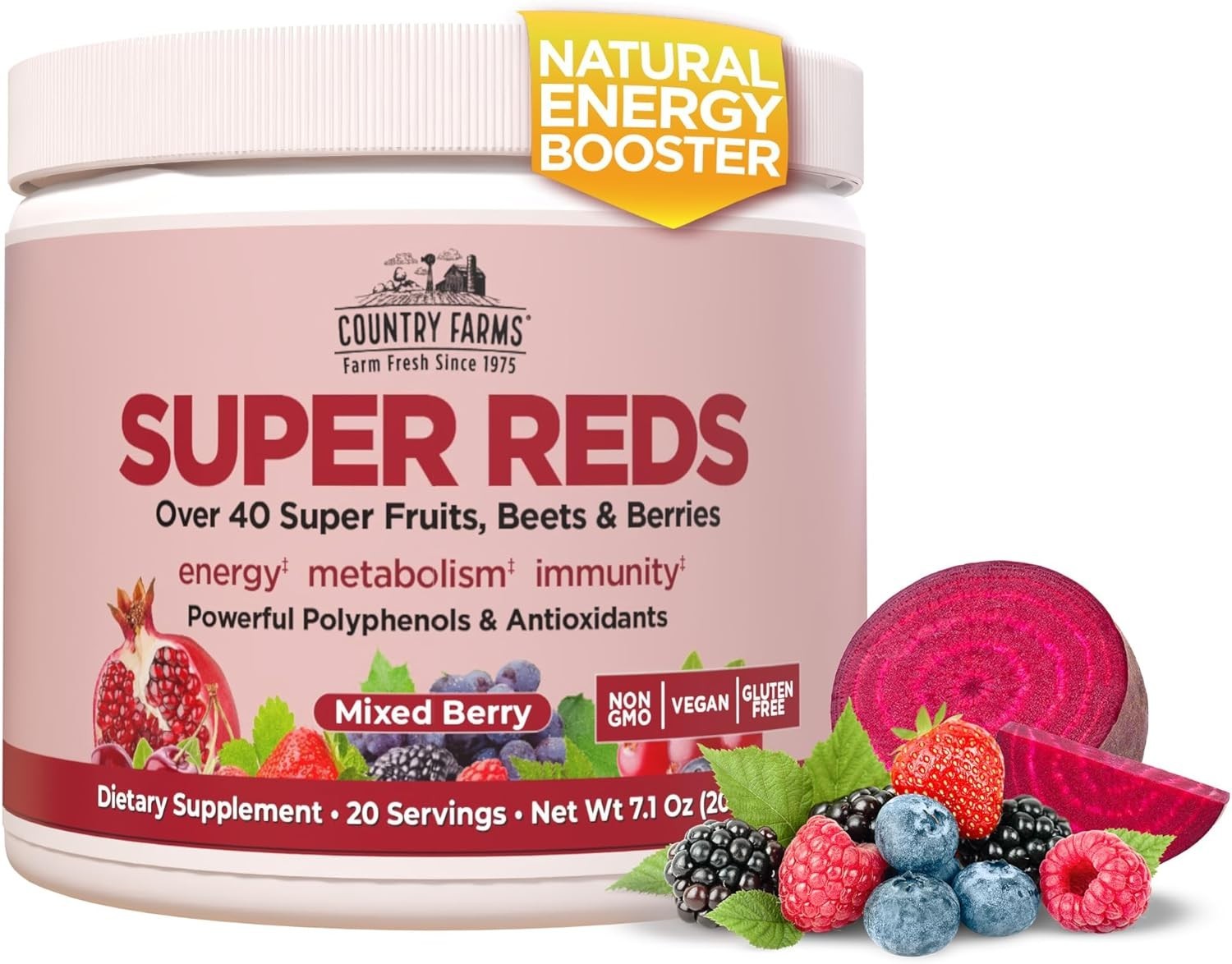 Delicious Mixed Berry Super Reds – 40+ Antioxidants, 100% , Energy Support