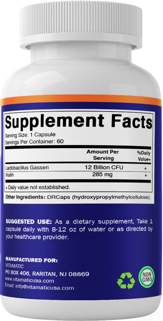 Vitamatic Lactobacillus Gasseri – 12 Billion per DR Capsule – 60 Count