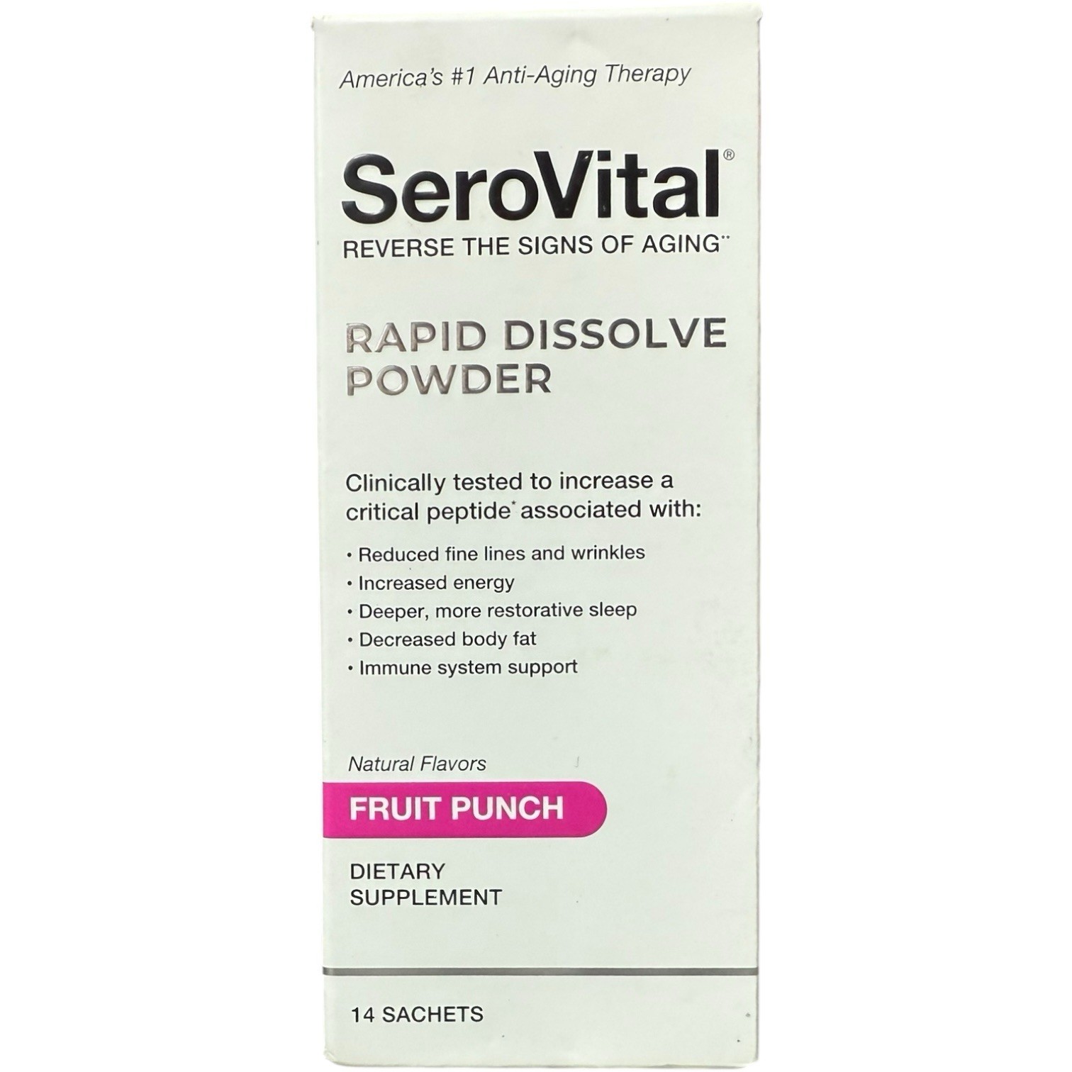 (2) SeroVital Anti Aging Rapid Dissolve Fruit Punch Powder 14 Sachets 05/2026+