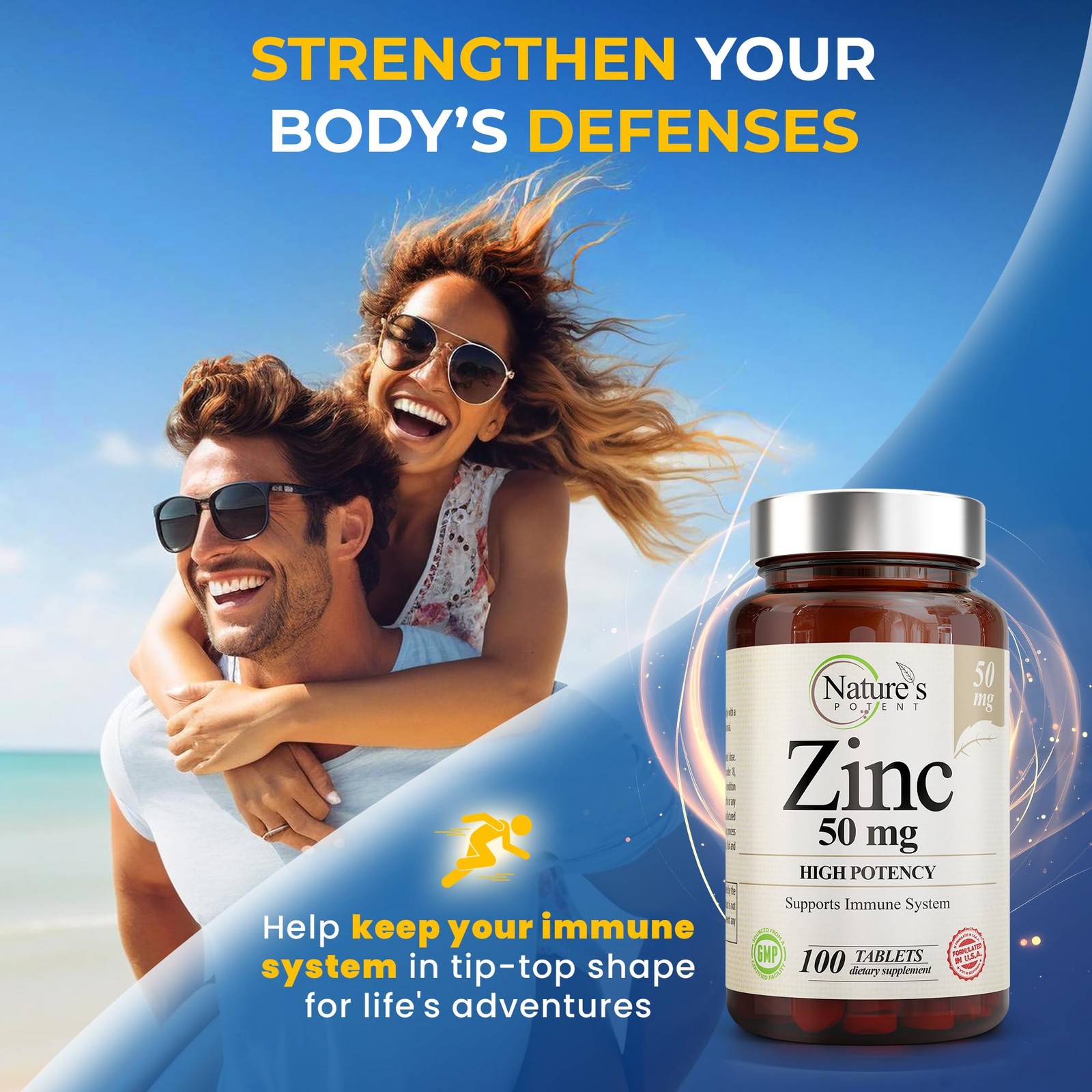 Zinc 50mg [High Potency] Supplement – Immune Support 100 Count (Pack of 1)
