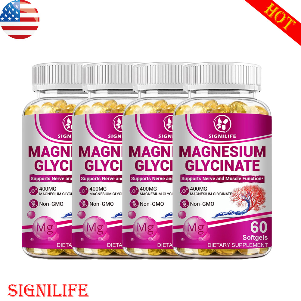 Magnesium Glycinate 400mg -4 * 120 Capsules For Sleep, Stress Relief Support Bon
