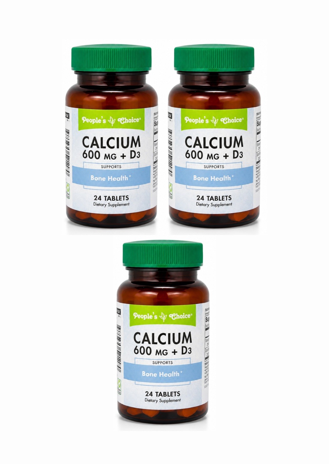 People’s Choice Calcium 600mg + D3 24 Tablets 3 Pack Bone Health Support
